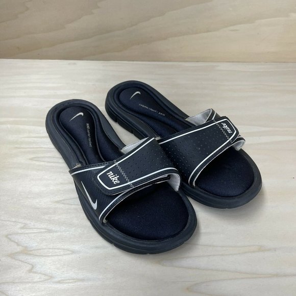 Nike Womens Comfort Footbed Memory Foam Flat Black White Slide Sandals Size 8 - Picture 2 of 7